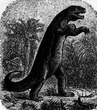 Dinosaur, vintage engraving.