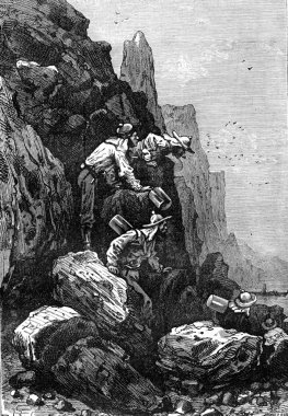 Göle gelmişlerdi, vintage gravür..