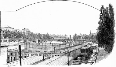 Soğuk banyo Pont Des Saints Peres, vintage oyma.