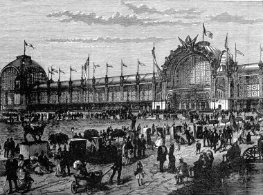 1878 yılında Paris'teki evrensel sergi cephe görünümü,