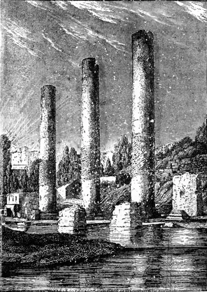 The Temple of Serapis at Pozzuoli, vintage engraving. — Stock Photo, Image