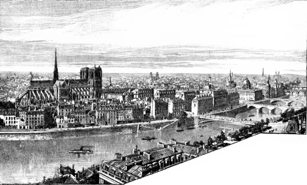 Πανόραμα της πόλης και στην αριστερή όχθη, που λαμβάνονται από Saint-Gervais — Φωτογραφία Αρχείου