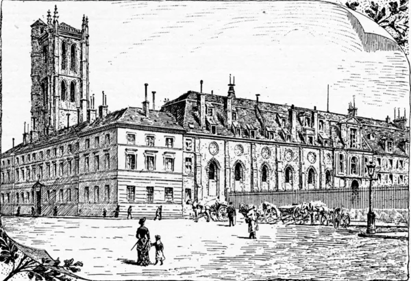 Clovis ve eski manastır kalıntıları tur antika gravür.