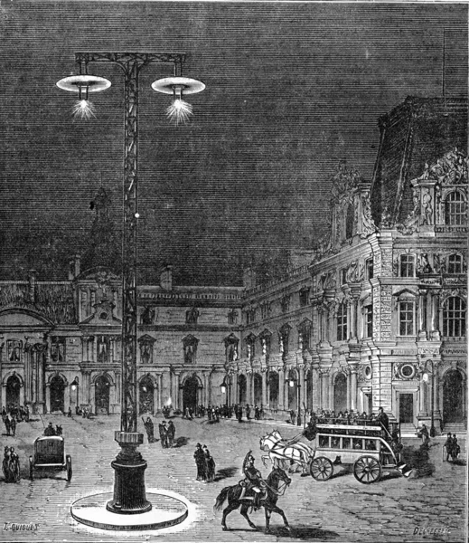 Belysning av den plats du Carrousel i Paris av elektriskt ljus, v — Stockfoto