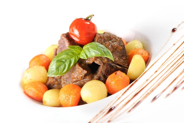 Beef cheek with vegetables — Stock Photo, Image