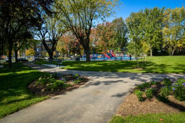 Parktaki engelli çocuklar için büyük bir oyun seti