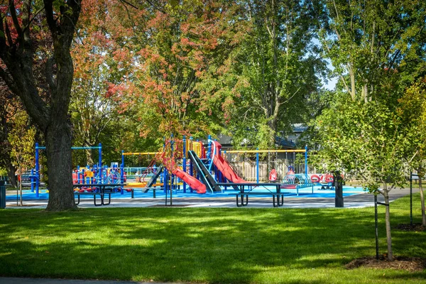 Grand ensemble de jeux pour enfants handicapés dans un parc — Photo