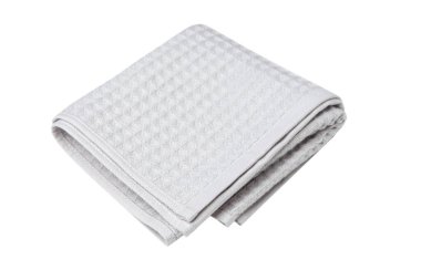 Beyaz arkaplanda gri masa örtüsü izole edildi