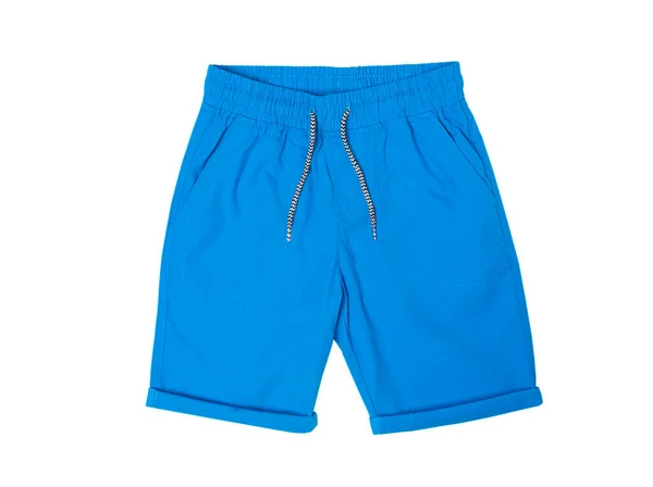 Blaue Shorts Mit Gummizug Isoliert Auf Weißem Hintergrund — Stockfoto