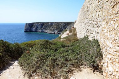 Wall of the fortress and the headland of Sagres