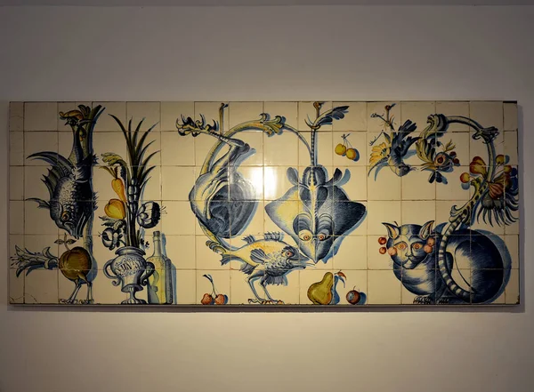 Azulejos Artísticos Num Museu Português — Fotografia de Stock