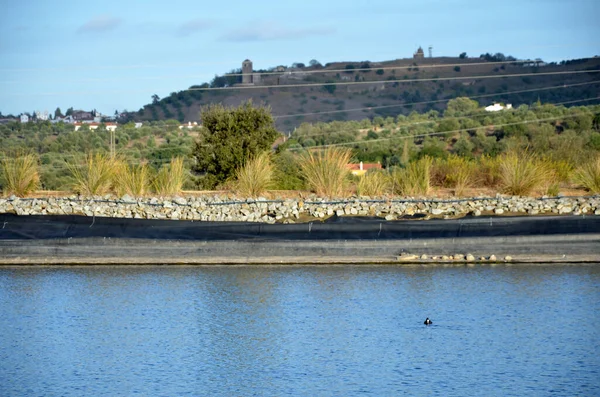 Château Médiéval Monsaraz Vue Depuis Lac — Photo