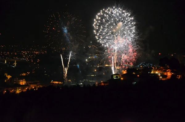 Fireworks over the city of Porto — Stock Photo, Image