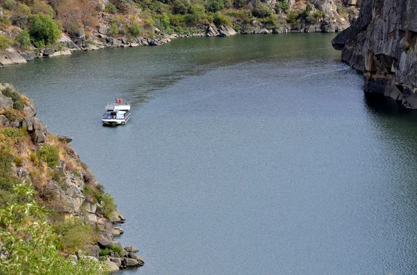 Bateau naviguant dans la rivière Douro — Photo