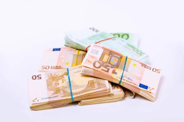 Євро Гроші Купа Банкнот Європейського Союзу Банкноти Євро Фінансова Нагорода — стокове фото