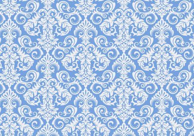 Damask 'ın kusursuz bir geçmişi var. Klasik lüks eski moda Damascus süsü duvar kağıtları, tekstil ve ambalaj için kraliyet Victoria dönemi dokusu. Zarif çiçekli barok şablon tasarımı.