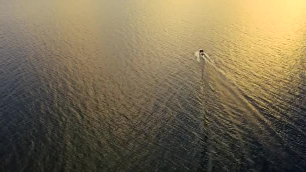 Flygfoto Flyttar Fiskebåt Vid Havet Ovanifrån Segelbåt Flygfoto Fiske Motorbåt — Stockvideo