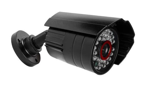 Sprzęt Kamer Ochrony Odizolowany Białym Tle Monitorowanie Zbliżenie Obiektywu Kamery — Zdjęcie stockowe