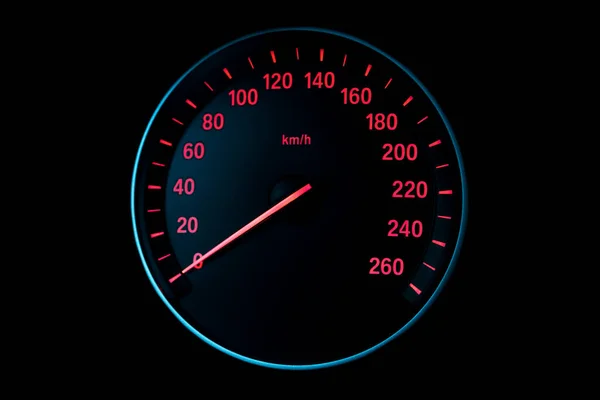 Zamknij Ujęcie Tachometru Samochodzie Deska Rozdzielcza Szczegóły Deski Rozdzielczej Światłami — Zdjęcie stockowe