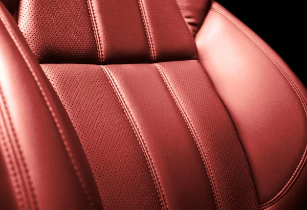 Modern Luxury Car Red Leather Interior Part Red Perforated Leather — Stock Photo, Image