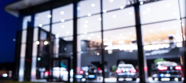 Arkaplanı Bulanık Dış Görünüşü Araba Galerisi Modern Motor Galerisinin Soyut — Stok fotoğraf