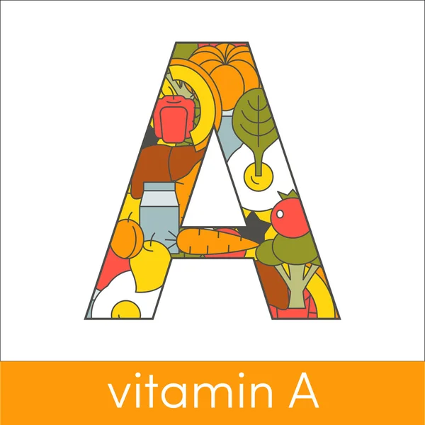 Brev A symboliserar vitamin A — Stock vektor