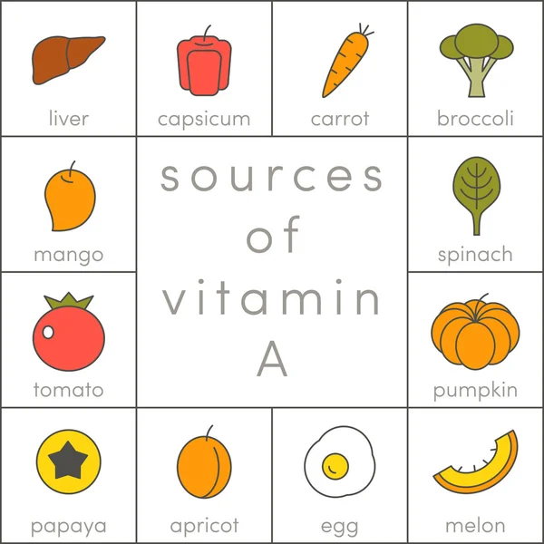 Источники икон витамина В1 — стоковый вектор