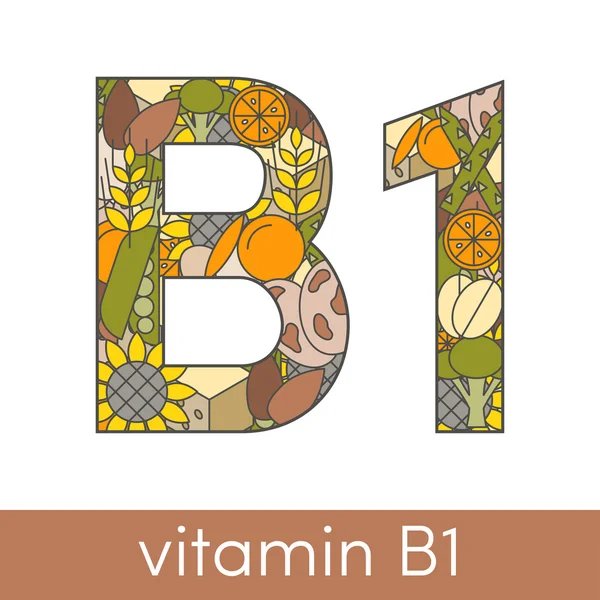 Lettre B et numéro 1 symbolisant la vitamine B1 — Image vectorielle