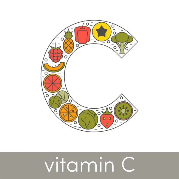 Buchstabe c symbolisiert Vitamin C — Stockvektor