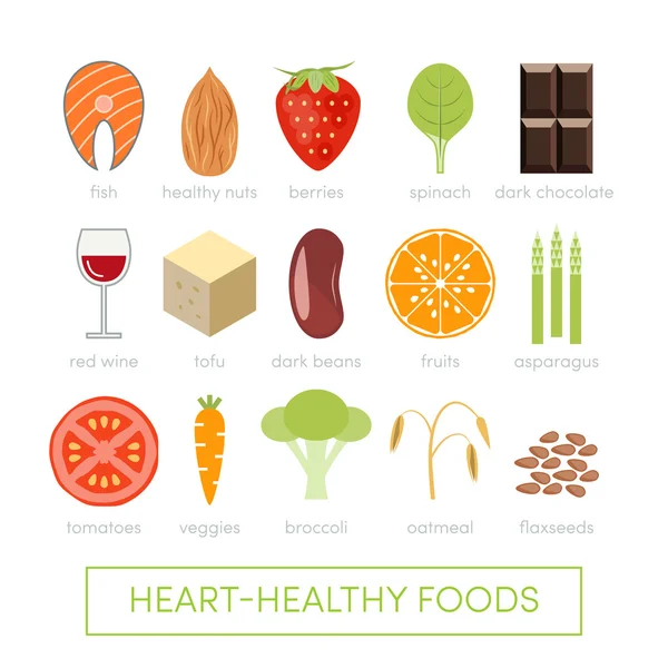 Food for healthy heart — Stock Vector