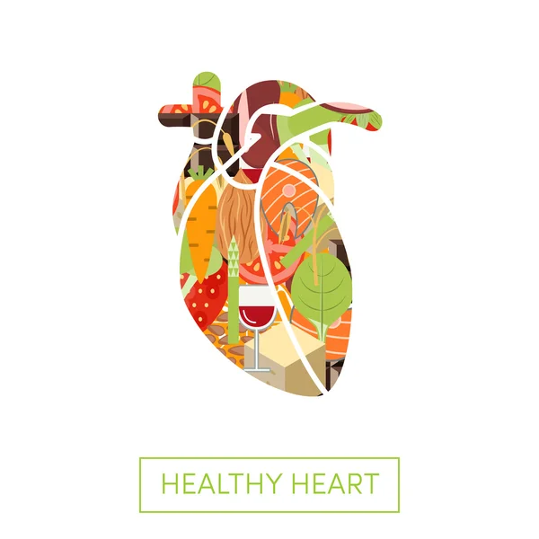 Potraviny pro zdravé srdce — Stockový vektor
