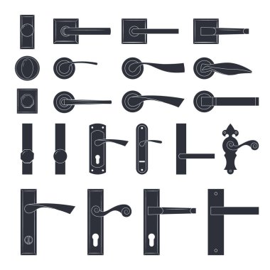 Kapı tokmakları düz stil olarak ayarlanmış simgeler