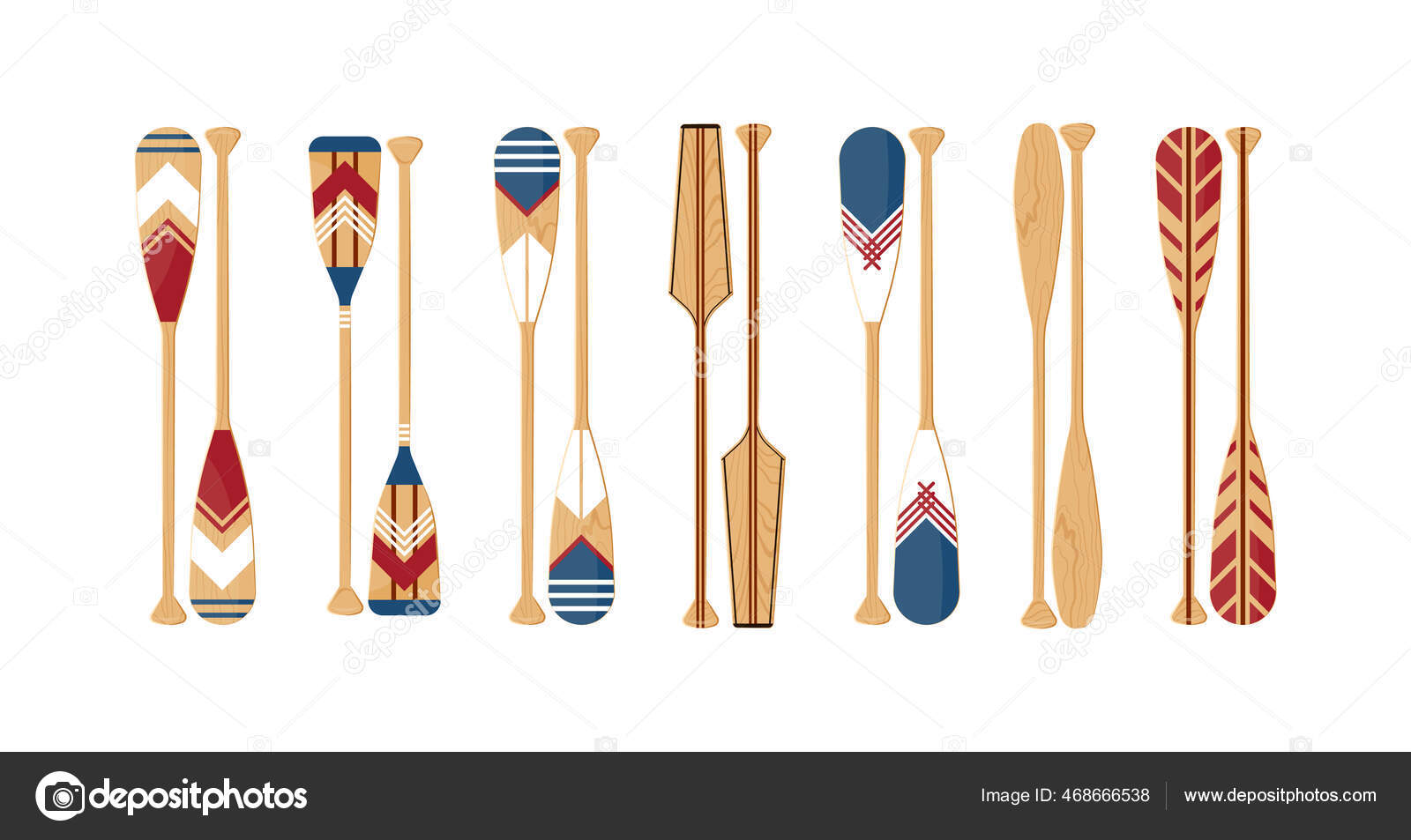 Remo en canoa en estilo plano, vector Vector de stock #468666538 de  ©marina_ua, image size:1600x953