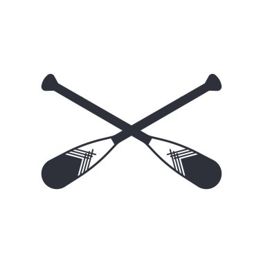 Crossed oar sign in flat style, vector clipart