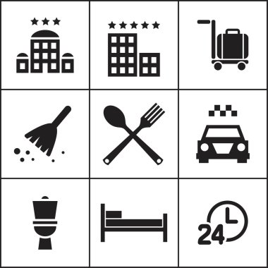 hotel, rooming icons clipart