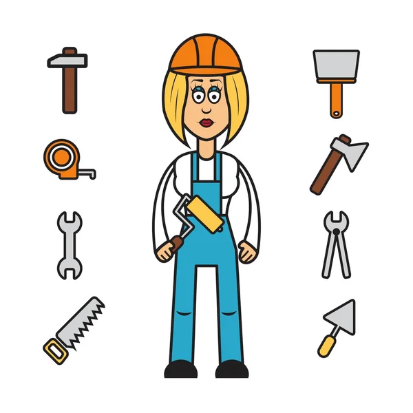 Constructeur femme — Image vectorielle