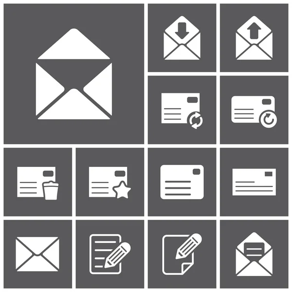Etter, correio, ícones de comunicação — Vetor de Stock