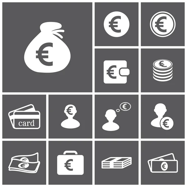 Eurosymbool, geld pictogrammen — Stockvector