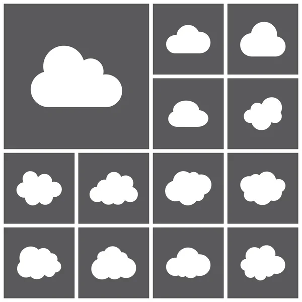 Nubes, almacenamiento, alojamiento de iconos — Vector de stock