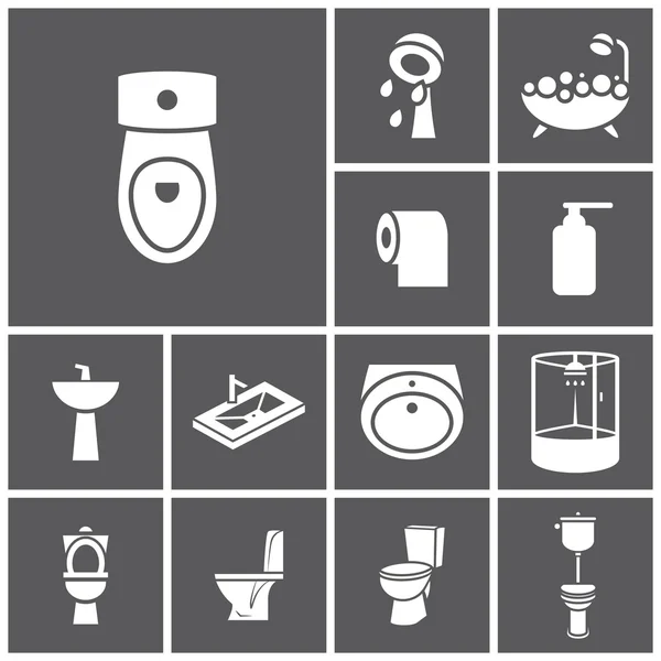 Badkamer, Wc, toilet pictogrammen — Stockvector