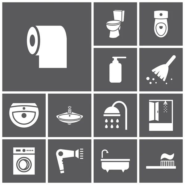 Cuarto de baño, WC, iconos de baño — Archivo Imágenes Vectoriales