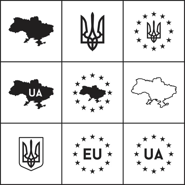 Ukraine, EU icons — Stock Vector