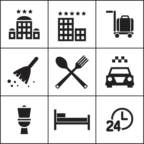 Hotel, iconos de la habitación — Vector de stock