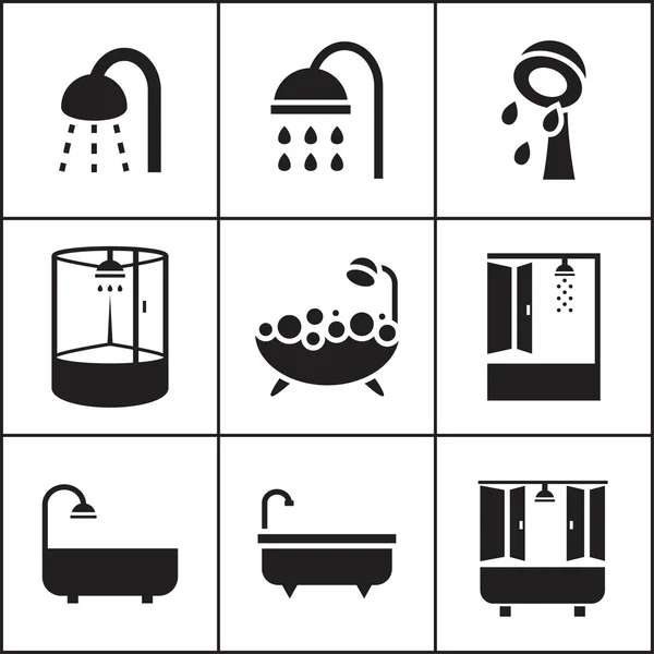 Badkamer, douche pictogrammen — Stockvector