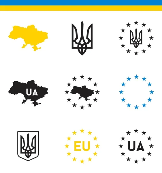 Ukraine, EU icons — Stock Vector