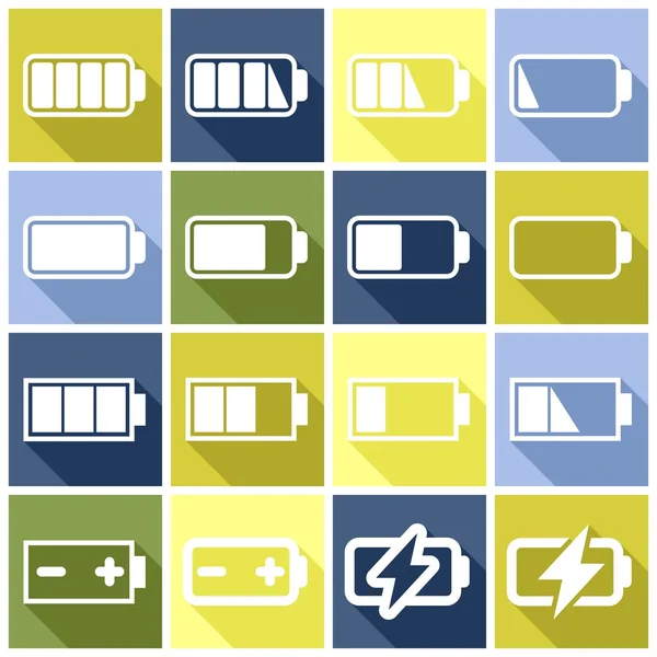 Charge level, batteries icons — Stock Vector