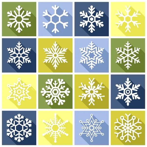 Icone fiocchi di neve invernali — Vettoriale Stock