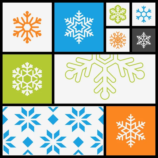 Vinter snöflingor ikoner — Stock vektor