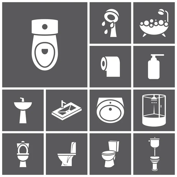 Bad, WC, Toiletten-Ikonen — Stockvektor