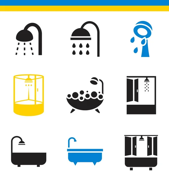 Bathroom, shower icons Stock Illustration